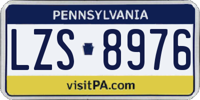PA license plate LZS8976