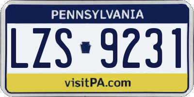 PA license plate LZS9231