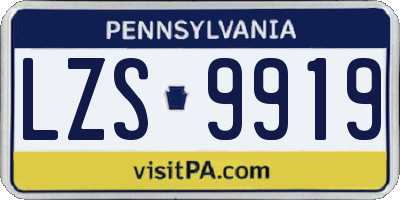 PA license plate LZS9919