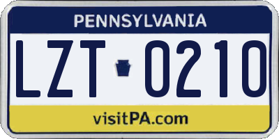 PA license plate LZT0210