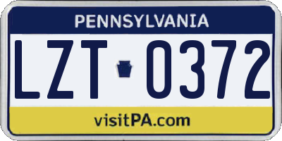 PA license plate LZT0372