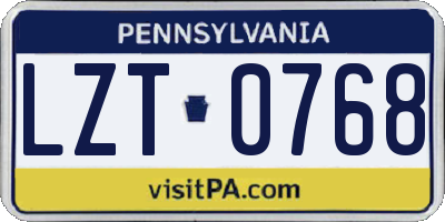 PA license plate LZT0768