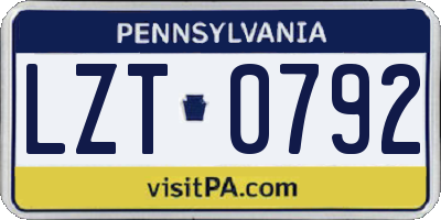 PA license plate LZT0792