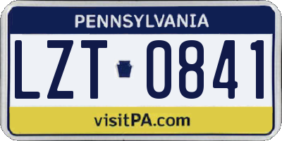 PA license plate LZT0841