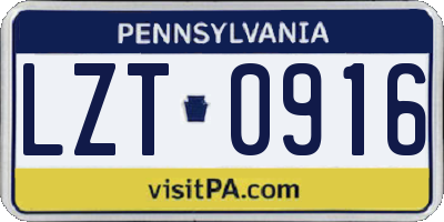 PA license plate LZT0916