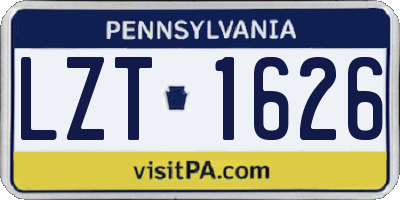 PA license plate LZT1626