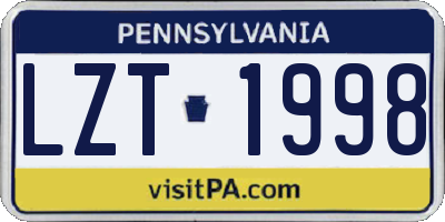 PA license plate LZT1998