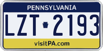 PA license plate LZT2193