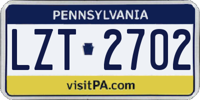 PA license plate LZT2702