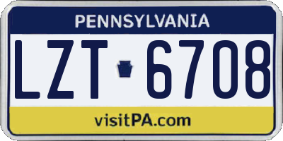 PA license plate LZT6708