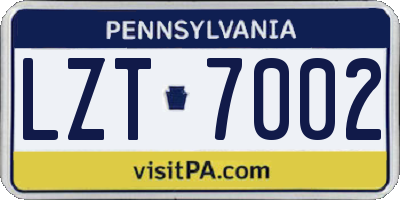 PA license plate LZT7002
