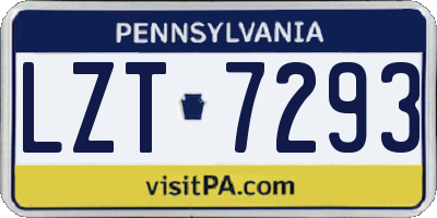 PA license plate LZT7293