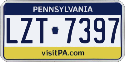 PA license plate LZT7397