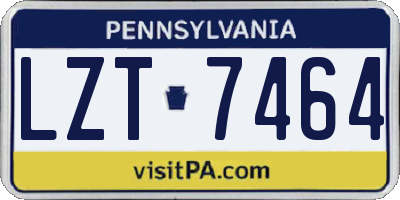 PA license plate LZT7464