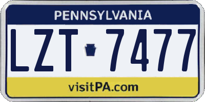 PA license plate LZT7477