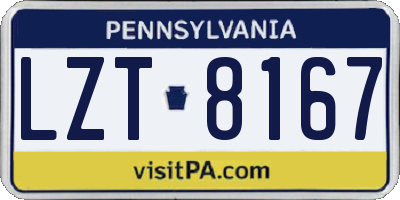 PA license plate LZT8167