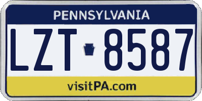 PA license plate LZT8587