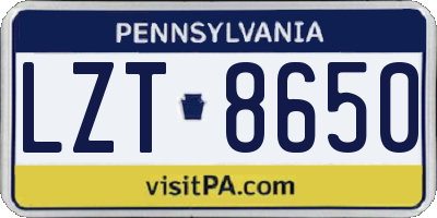 PA license plate LZT8650