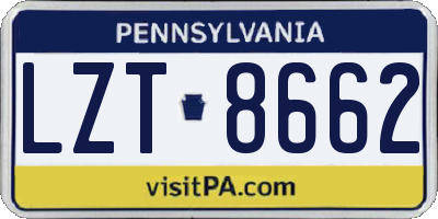 PA license plate LZT8662