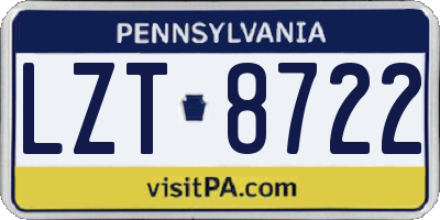 PA license plate LZT8722