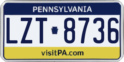 PA license plate LZT8736