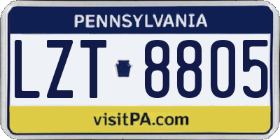 PA license plate LZT8805