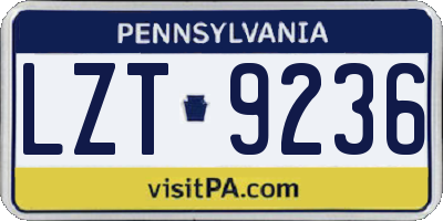 PA license plate LZT9236