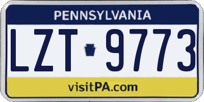 PA license plate LZT9773