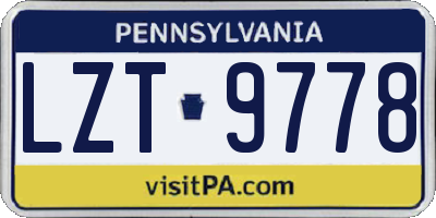 PA license plate LZT9778