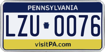 PA license plate LZU0076