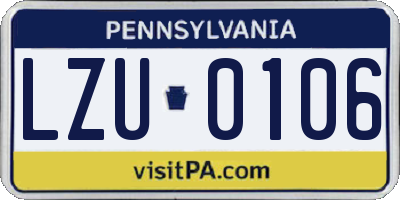 PA license plate LZU0106