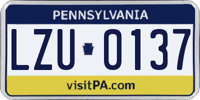 PA license plate LZU0137