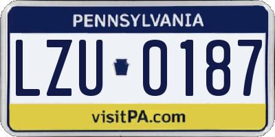PA license plate LZU0187
