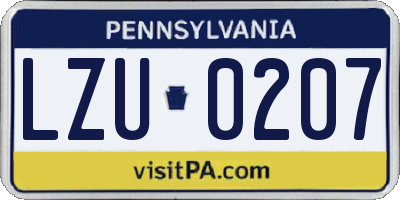 PA license plate LZU0207