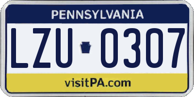 PA license plate LZU0307