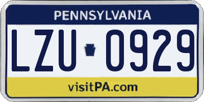PA license plate LZU0929