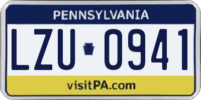 PA license plate LZU0941