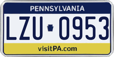 PA license plate LZU0953