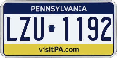 PA license plate LZU1192