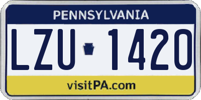 PA license plate LZU1420