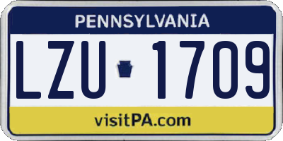 PA license plate LZU1709