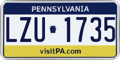 PA license plate LZU1735