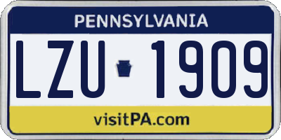 PA license plate LZU1909