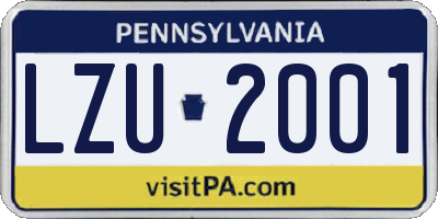 PA license plate LZU2001