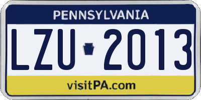 PA license plate LZU2013
