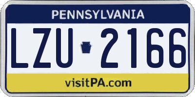 PA license plate LZU2166