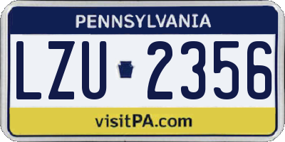 PA license plate LZU2356