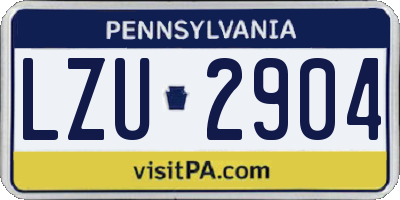 PA license plate LZU2904