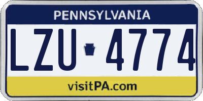 PA license plate LZU4774