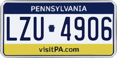 PA license plate LZU4906